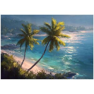 Wallarena FOTOTAPETA Palm Tree Beach Blue 150x105 cm obraz