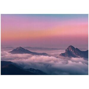 Wallarena FOTOTAPETA Hory Sky Růžová 150x105 cm obraz