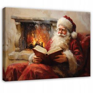 Wallarena PLÁTNO Santa Claus Sváteční hnědý 100x70 cm obraz