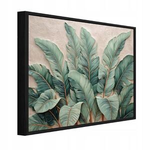 Wallarena ZARÁMOVANÉ obrazy abstraktní zelené listy 100x70 cm obraz