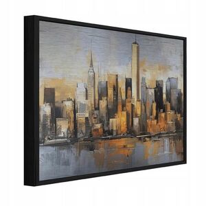 Wallarena ZARÁMOVANÉ obrazy panorama města oranžová 150x100 cm obraz