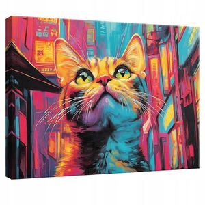 Wallarena OBRAZ na plátně Abstraktní kočka Pop Art Modern 60x40 obraz