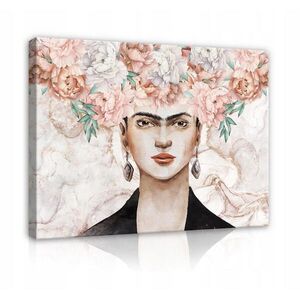 Wallarena PLÁTNO Frida Kahlo Žena Květiny 120x80 obraz
