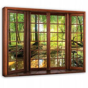 Wallarena 3D obraz na plátně Okno Lesní zelená 60x40 cm obraz