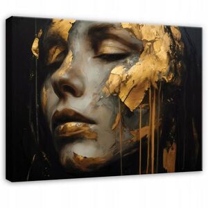 Wallarena NÁSTĚNNÉ OBRAZY Žena Zlatá Černá Abstraktní 120x80 obraz