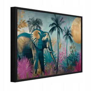 Wallarena ZARÁMOVANÉ obrazy Slon džungle Barevné 120x80 cm obraz