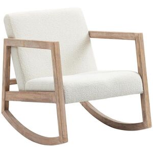 HOMCOM HOUPACÍ křeslo s dřevěným rámem, obývací křeslo, lounge, kaučukové dřevo, krémově bílá obraz