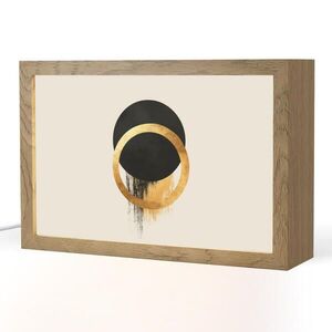 OnlyWow STOLNÍ LAMPA Abstraktní design - Černý kruh - Skvrny od barvy 30x20 cm obraz