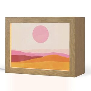 OnlyWow STOLNÍ LAMPA Kopce - oranžová - slunce - abstraktní 20x15 cm obraz