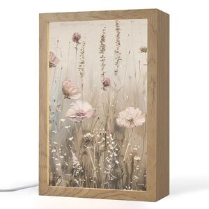 OnlyWow STOLNÍ LAMPA Květiny - růžová - moderní - béžová 20x30 cm obraz