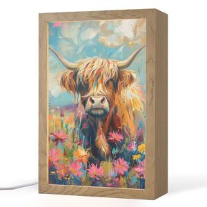 OnlyWow STOLNÍ LAMPA Skotský horal - Příroda - Barevné - Květiny 20x30 cm obraz