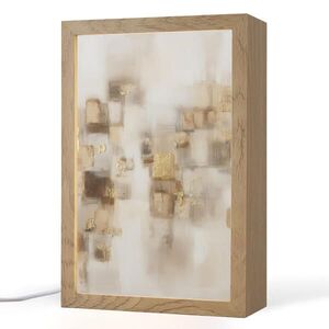 OnlyWow STOLNÍ LAMPA Abstraktní čtverce - zemité tóny - mlhavé 20x30 cm obraz