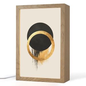 OnlyWow STOLNÍ LAMPA Abstraktní design - Černý kruh - Skvrny od barvy 20x30 cm obraz