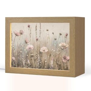 OnlyWow STOLNÍ LAMPA Květiny - růžová - moderní - béžová 20x15 cm obraz
