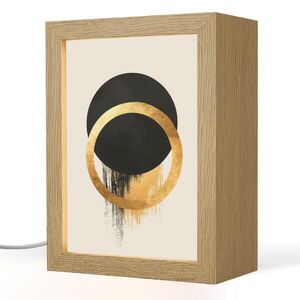 OnlyWow STOLNÍ LAMPA Abstraktní design - Černý kruh - Skvrny od barvy 15x20 cm obraz