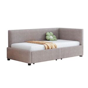 OKWISH ROZKLÁDACÍ postel 90x200 cm šedá z látky se dvěma úložnými zásuvkami a lamelovým roštem obraz