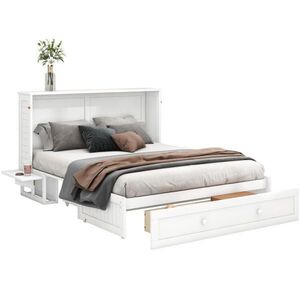 OKWISH PATROVÁ postel 140/200 cm bílá z borovice a MDF s úložnou zásuvkou a policemi obraz