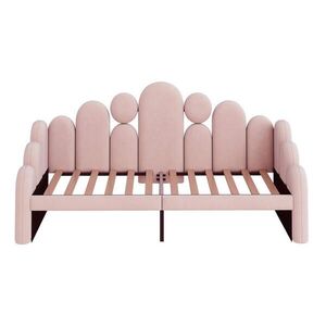 Redom ČALOUNĚNÁ postel 180/200 cm s funkcí rozkladu na dvě lůžka a pelíškem pro domácí mazlíčky, sametový potah, Růžová obraz