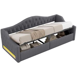 Redom POSTEL 90/200 cm s LED osvětlením a úložným prostorem, Šedá obraz