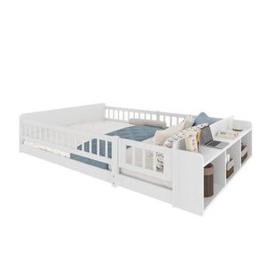 OKWISH DĚTSKÁ postel 140/200 cm bílá z borovice a MDF s otevřeným úložným prostorem obraz