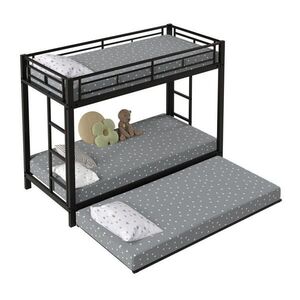 OKWISH PATROVÁ postel 90/200 cm černá z kovu s výsuvným lůžkem a vysokým zábradlím obraz