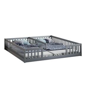OKWISH DĚTSKÁ postel 90/200 cm šedá z borovice a MDF s bezpečnostním zábradlím a roštem obraz