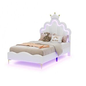 OKWISH POSTEL 90/200 cm bílá z PU kůže s LED osvětlením a nastavitelnou výškou obraz