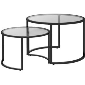 Modfu SADA odkládacích stolků z oceli 70x70x47 cm černá, částečně stohovatelná s tvrzeným sklem obraz