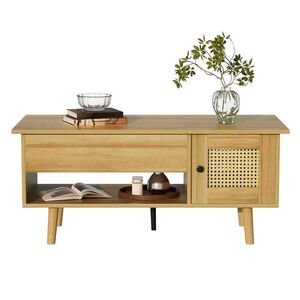 Modfu KONFERENČNÍ stolek z dřevotřísky 103x50x46/60 cm v dekoru dřeva a černé s výklopnou deskou a úložným prostorem obraz