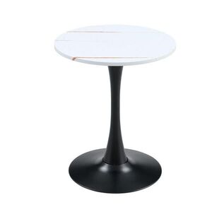 OKWISH KULATÝ odkládací stůl 60 cm bílá/černá z MDF a kovu s retro vzhledem obraz