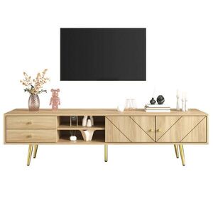 Redom TV stolek 160/36/42 cm s dvěma zásuvkami, dvěma dvířky a otevřenými policemi, dekor dřeva obraz