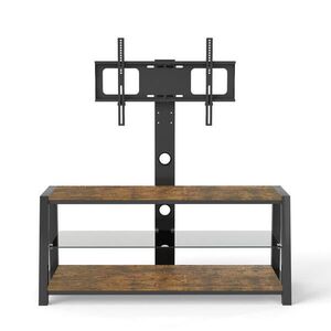Redom TV stolek 116/42/125 cm z MDF a kovu s nastavitelnou výškou, otočným 30° stojanem a kabelovým vedením, Hnědá obraz