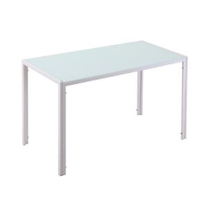 Redom JÍDELNÍ stůl 120/60/75 cm z tvrzeného skla s kovovým rámem, moderní design, Bílá obraz