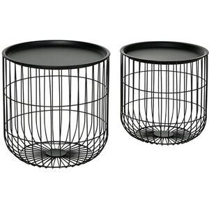 Redom KONFERENČNÍ stolek 40/40 cm a 35/35 cm, skandinávský design, stohovatelný, s odnímatelnou odkládací plochou, Černá obraz