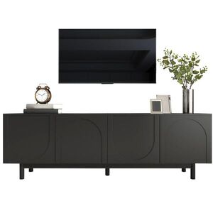 Redom TV stolek 175/38/56 cm s push-to-open otevíráním, nastavitelnými policemi a úložným prostorem, Černá obraz