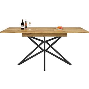 Redom JÍDELNÍ stůl 120/160 x 80 cm výsuvný se hvězdicovou kovovou podnoží a deskou v dekoru ořechu, Walnut obraz