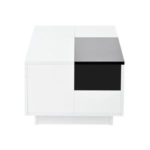 Redom KONFERENČNÍ stolek 80/50/35, 5 cm s LED osvětlením, výsuvnou deskou a úložným prostorem, Černá, Bílá obraz