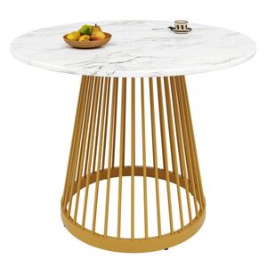 Redom JÍDELNÍ stůl 80/80/76 cm s nastavitelnými nohami, stabilní konstrukce, Zlatá/Bílá obraz