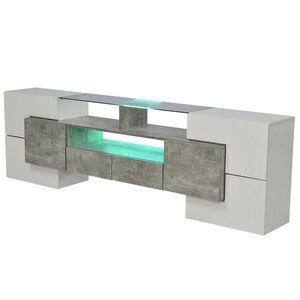 Redom TV stolek 200/35/60 cm s LED osvětlením, lesklým povrchem a prostorným úložným prostorem, Šedá obraz