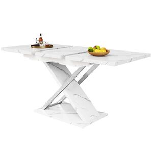 Redom JÍDELNÍ stůl rozkládací 118/157x75 cm s posuvnou deskou a křížovou podnoží, bílá obraz