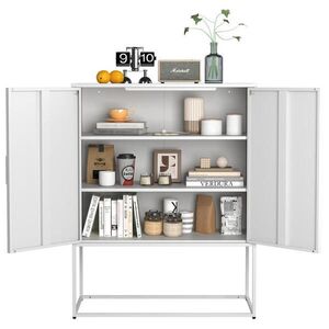 Redom KOVOVÝ úložný kabinet 109/85/40 cm s magnetickými dveřmi a ukotvením ke stěně, Bílá obraz
