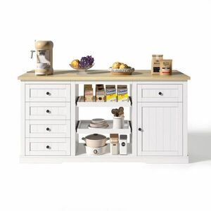 Redom JÍDELNÍ stůl 150/65/75, 5 cm s výklopnou deskou, 5 zásuvkami, USB a zásuvkami, bílá/přírodní obraz