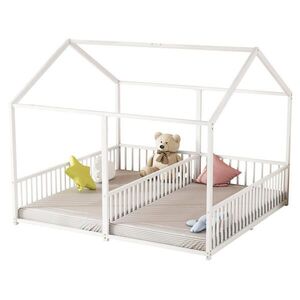 Redom PALANDA 90/200 cm kovová se žebříkem, zábradlím a designem domečku, Bílá obraz