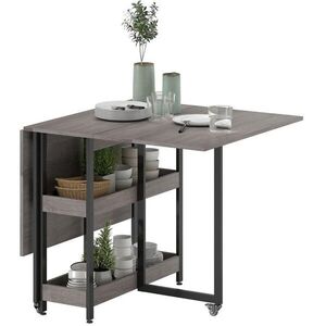 Redom SKLÁDACÍ jídelní stůl 133, 4/80/75 cm s 2 otevřenými přihrádkami, kolečky s brzdou a stabilní konstrukcí, Šedá obraz