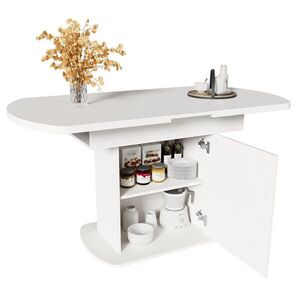 OKWISH JÍDELNÍ stůl 110/70/75 cm bílý ze dřevotřísky a kovu s úložným prostorem a rozkládací deskou obraz