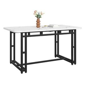 OKWISH JÍDELNÍ stůl 120/70 cm černo-bílý z MDF a kovu s černými kovovými nohami obraz