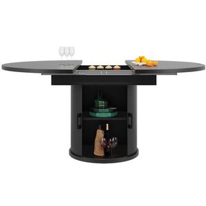 OKWISH JÍDELNÍ stůl 118-158/118/76, 8 cm černý z MDF s rozkládací deskou a úložným prostorem obraz