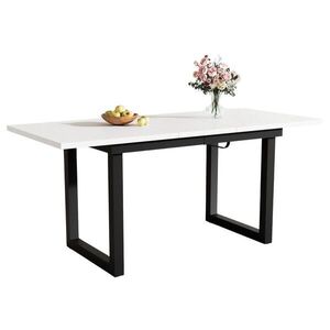 OKWISH JÍDELNÍ stůl 140/180/80/75 cm bílá/černá z MDF a kovu rozkládací obraz
