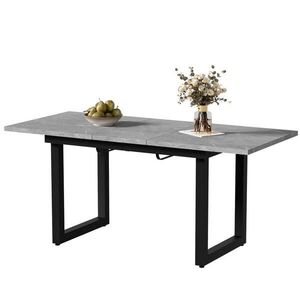 OKWISH JÍDELNÍ stůl 140/180/80/75 cm šedý/černý z MDF a kovu rozkládací v industriálním stylu obraz