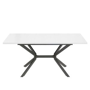 OKWISH JÍDELNÍ stůl 120–160/80 cm bílý z MDF s rozkládací deskou a kovovými nohami obraz